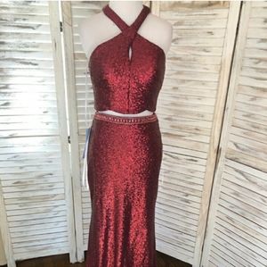 ALYCE PARIS 2 PIECES SEQUIN RED